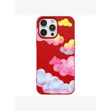 iPhone 13 Pro Kırmızı Lansman Renkli Silikon Colorful Bulut Tasarımlı Kılıf