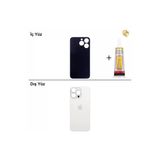 İphone 13 Pro Max Beyaz Arka Kapak Arka Cam Batarya Kapağı Lazer Kesim Kapak Pil Kapağı + B-7000 Yapıştırıcı