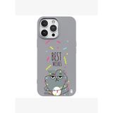 iPhone 13 Pro Max Gri Lansman Renkli Silikon Best Wishes Kedi Tasarımlı Kılıf