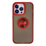 iPhone 13 Pro Max Kılıf Montreal Yüzüklü Silikon Kapak - Kırmızı-(5796)