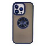 iPhone 13 Pro Max Kılıf Montreal Yüzüklü Silikon Kapak - Lacivert-(5796)