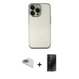 iPhone 13 Pro Max Kılıf Vadi Minimal - Siyah 3D Antistatik Hayalet Cam Ekran Koruyucu + Gold Pe