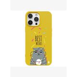 iPhone 13 Pro Max Sarı Lansman Renkli Silikon Best Wishes Kedi Tasarımlı Kılıf