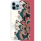 İphone 13 Pro Max Uyumlu Etnik Çiçek Deseni Baskılı Silikon Kılıf