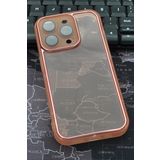 iPhone 13 Pro Max Uyumlu Pembe Kenarlı Renkli Yarı Şeffaf Kapak Kılıf Kamera Lens Korumalı