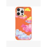iPhone 13 Pro Turuncu Lansman Renkli Silikon Colorful Bulut Tasarımlı Kılıf