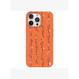 iPhone 13 Pro Turuncu Lansman Renkli Silikon Floral Stripes Tasarımlı Premium Kılıf
