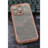 iPhone 13 Pro Uyumlu Pembe Kenarlı Renkli Yarı Şeffaf Kapak Kılıf Kamera Lens Korumalı