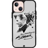 iPhone 13 Uyumlu Mustafa Kemal Ataturk Tasarımlı Glossy Premium Kılıf - Siyah - Atatürk-296