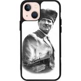 iPhone 13 Uyumlu Mustafa Kemal Ataturk Tasarımlı Glossy Premium Kılıf - Siyah - Atatürk-301