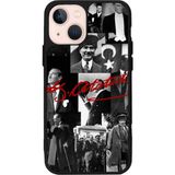 iPhone 13 Uyumlu Mustafa Kemal Ataturk Tasarımlı Glossy Premium Kılıf - Siyah - Atatürk-303