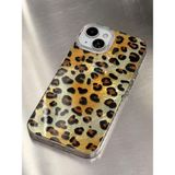 iPhone 13/14/15 Kılıf Hologramlı Kahverengi Leopar Desenli Darbe Emici Kamera Korumalı Silikon