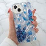 iPhone 13/14/15 Kılıf Hologramlı Mavi Caretta Kaplumbağa Desenli Darbe Emici Kamera Korumalı Silikon