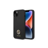 iPhone 14 İle Uyumlu Kılıf Guess Lisanslı Yazı ve Taşlı 4G Logolu Silikon Kapak Siyah