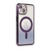 iPhone 14 Kılıf Joke Simli Magneticsafe Kılıf - Derin Mor