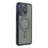 İphone 14 Kılıf Joke Simli Magneticsafe Kılıf - Lacivert