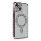 İphone 14 Kılıf Joke Simli Magneticsafe Kılıf - Pembe