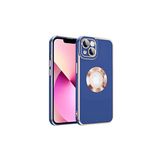 İphone 14 Kılıf Kamera Korumalı Parlak Kenarlı Altın İşlemeli Logo Gösteren Kapak Kongo