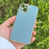 iPhone 14 Kılıf Kenar Detaylı Yumuşak Parlak Silikon - Soluk Yeşil