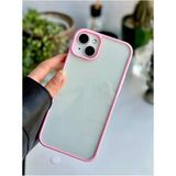 Iphone 14 Plus - 15 Plus Uyumlu Kenarı Renkli Silikon Kılıf - Pembe