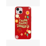 iPhone 14 Plus Kırmızı Think Happy Renkli Silikon Kılıfı