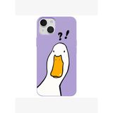 iPhone 14 Plus Lila What Duck Ördek Tasarımlı Kamera Korumalı Renkli Silikon Kılıf