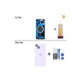İphone 14 Plus Mor Arka Kapak Arka Cam Batarya Kapağı Lazer Kesim Kapak Pil Kapağı + B-7000 Yapıştırıcı + Tamir Seti