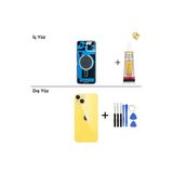 İphone 14 Plus Sarı Arka Kapak Arka Cam Batarya Kapağı Lazer Kesim Kapak Pil Kapağı + B-7000 Yapıştırıcı + Tamir Seti