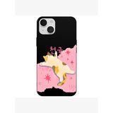 iPhone 14 Plus Siyah Cat Sleeping Kamera Korumalı Premium Lansman Renkli Silikon Kılıfı