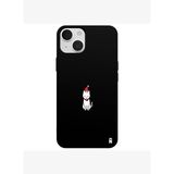 iPhone 14 Plus Siyah Lansman Renkli Silikon New Year Kedi Tasarımlı Kamera Korumalı Kılıf