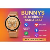 iPhone 14 Plus Uyumlu Bluetooth Aramalı Akıllı Saat – 1.43” Amoled, Suya Dayanıklı - 38 mm - Gold