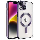 iPhone 14 Plus Uyumlu Kılıf Kamera Korumalı Kablosuz Wireless Şarj Özellikli Demre Kapak Derin Mor