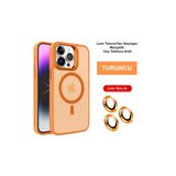 İphone 14 Pro Kılıf Flet Lens Magsafe Kapak - Turuncu