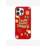 iPhone 14 Pro Kırmızı Think Happy Renkli Silikon Kılıfı