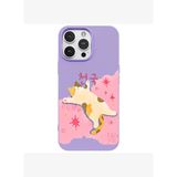 iPhone 14 Pro Lila Cat Sleeping Kamera Korumalı Premium Lansman Renkli Silikon Kılıfı