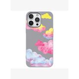 iPhone 14 Pro Max Gri Lansman Renkli Silikon Colorful Bulut Tasarımlı Kılıf