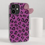 iPhone 14 Pro Max ile Uyumlu Parlak Leopar Desenli Taşlı Fiyonk Telefon Kılıfı – Şok Emici, Çizilmez, Esnek Koruma Kapak, Şeffaf Kenarlı Tasarım Pink