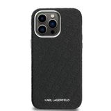 İphone 14 Pro Max Kılıf Karl Lagerfeld Lisanslı Pu Deri Damgalı Metal Yazı Logolu Kapak