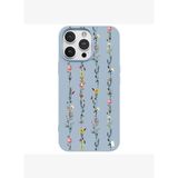 iPhone 14 Pro Max Mavi Lansman Renkli Silikon Floral Stripes Tasarımlı Premium Kılıf