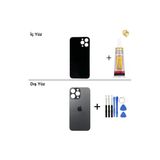 İphone 14 Pro Max Siyah Arka Kapak Arka Cam Batarya Kapağı Lazer Kesim Kapak Pil Kapağı + B-7000 Yapıştırıcı + Tamir Seti