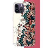 İphone 14 Pro Max Uyumlu Etnik Çiçek Deseni Baskılı Silikon Kılıf