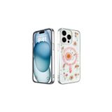 iPhone 14 Pro Max Uyumlu Kılıf Daisy Simli Magsafe Silikon Kapak Pembe