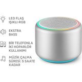 iPhone 14 Pro Max Uyumlu Kompakt Bluetooth Hoparlör – Uzun Pil Ömrü (5 Saat) | Kablosuz Hoparlör - Gümüş