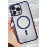 iPhone 14 Pro Max - Yükseltilmiş Kamera Korumalı Buzlu Sararmaz Kablosuz Magsafe Özellikli Vio Kılıf - Deep Purple