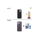 İphone 14 Pro Mor Arka Kapak Arka Cam Batarya Kapağı Lazer Kesim Kapak Pil Kapağı + B-7000 Yapıştırıcı + Tamir Seti