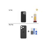 İphone 14 Pro Siyah Arka Kapak Arka Cam Batarya Kapağı Lazer Kesim Kapak Pil Kapağı + B-7000 Yapıştırıcı + Tamir Seti