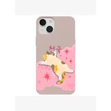 iPhone 14 Pudra Cat Sleeping Kamera Korumalı Premium Lansman Renkli Silikon Kılıfı