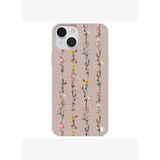 iPhone 14 Pudra Lansman Renkli Silikon Floral Stripes Tasarımlı Kamera Korumalı Telefon Kılıf