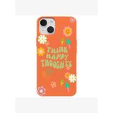 iPhone 14 Turuncu Think Happy Renkli Silikon Kılıfı