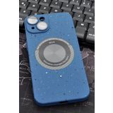 iPhone 14 Uyumlu İnidgo Mavi Benekli Desenli İnce Sert Kapak Kılıf Kamera Lens Korumalı